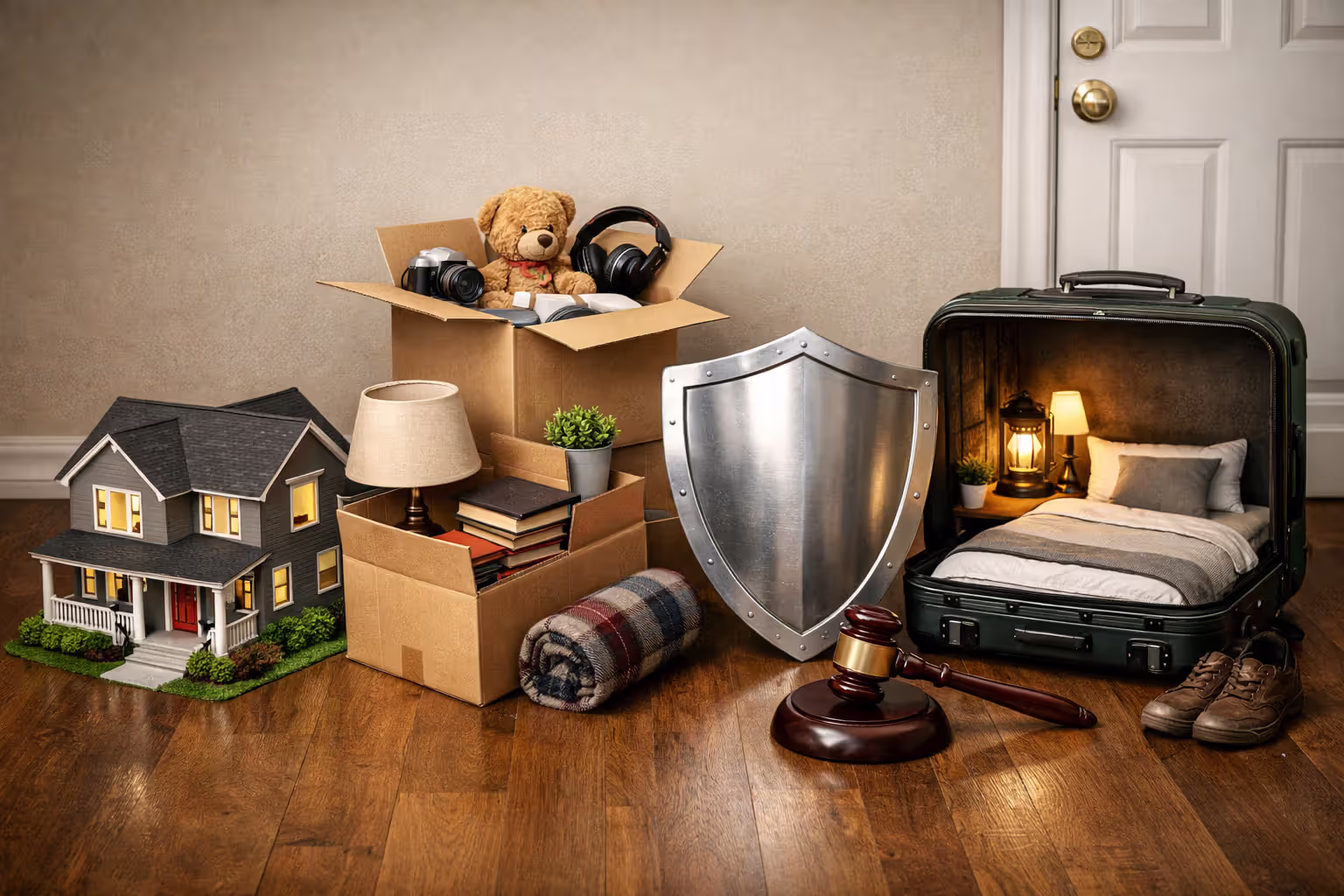 Visual representation of home, belongings, liability, and living expenses coverage