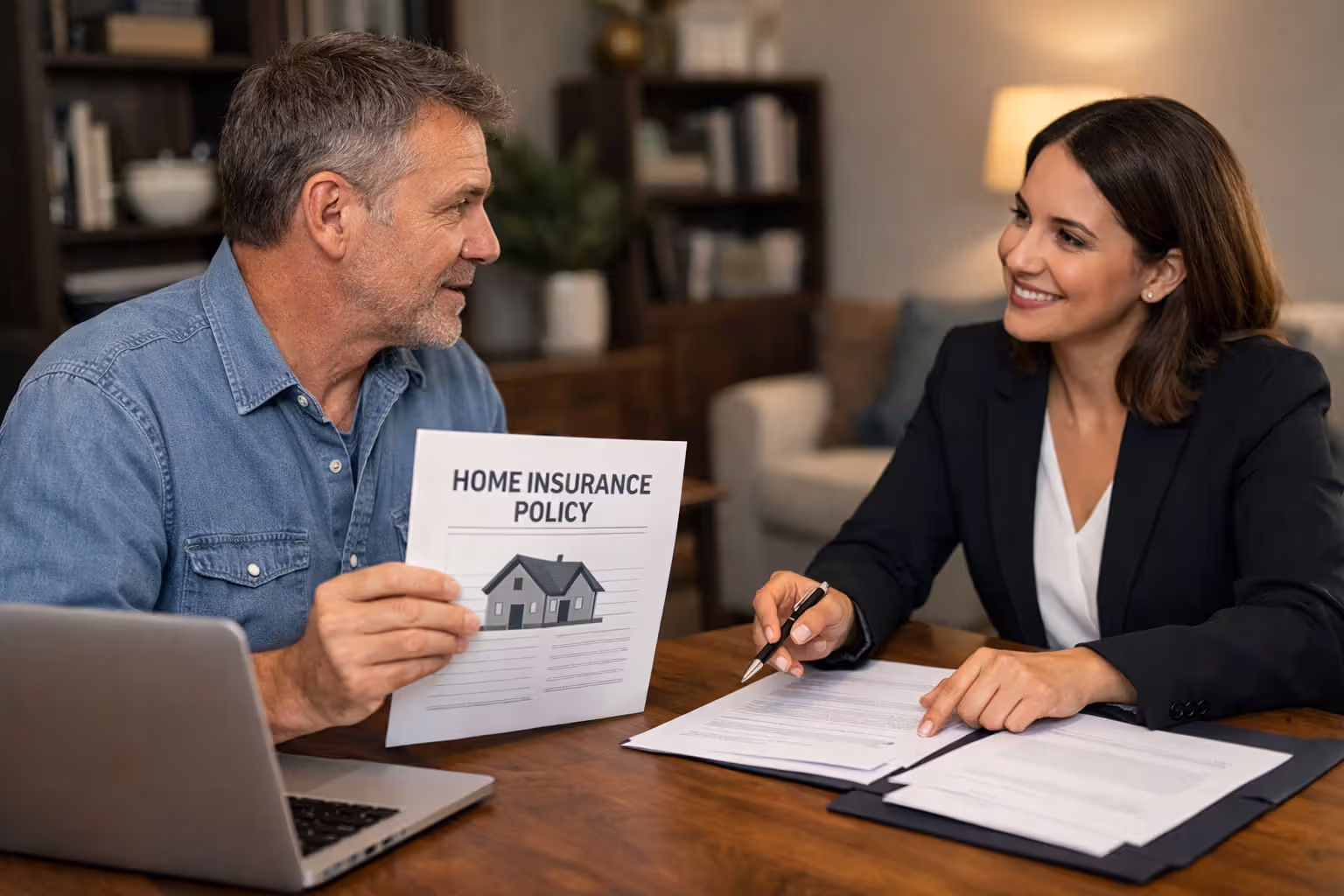 Homeowner reviewing insurance coverage options with an advisor