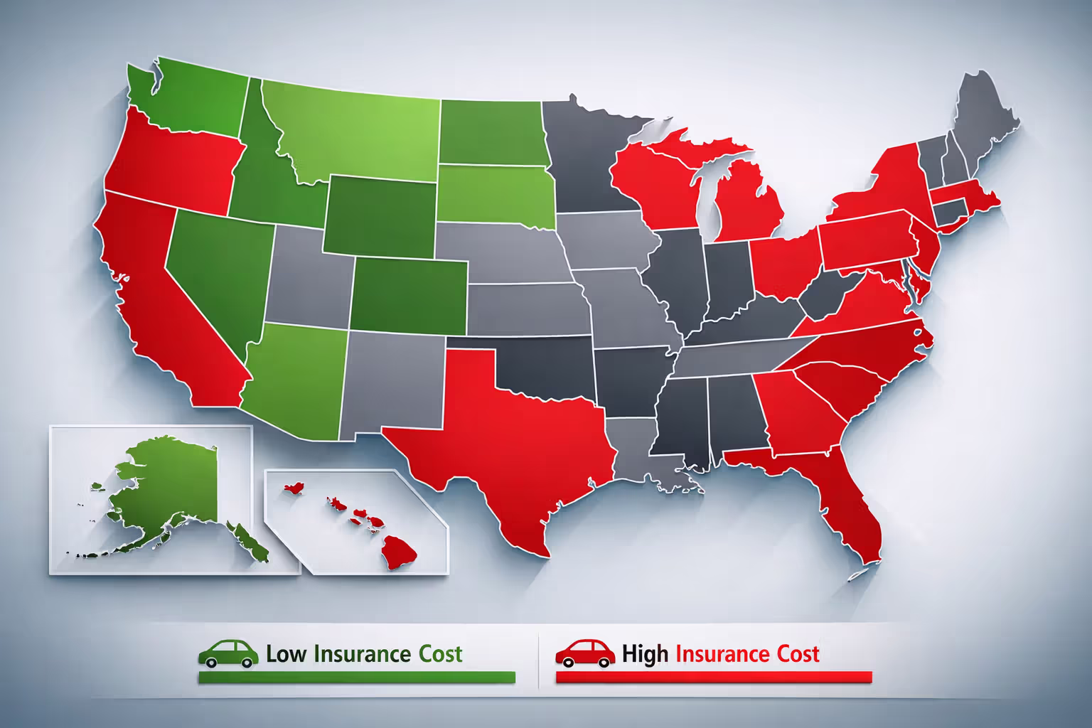 U.S. map showing regional differences in full coverage insurance costs