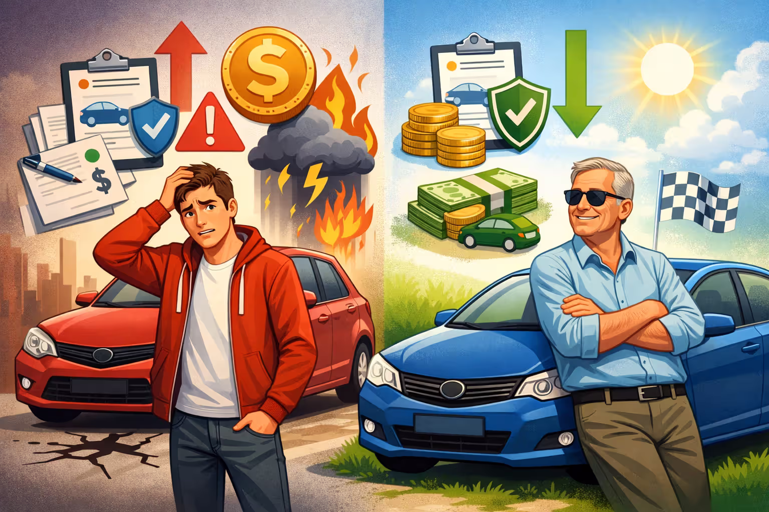 Young and adult drivers compared for car insurance costs