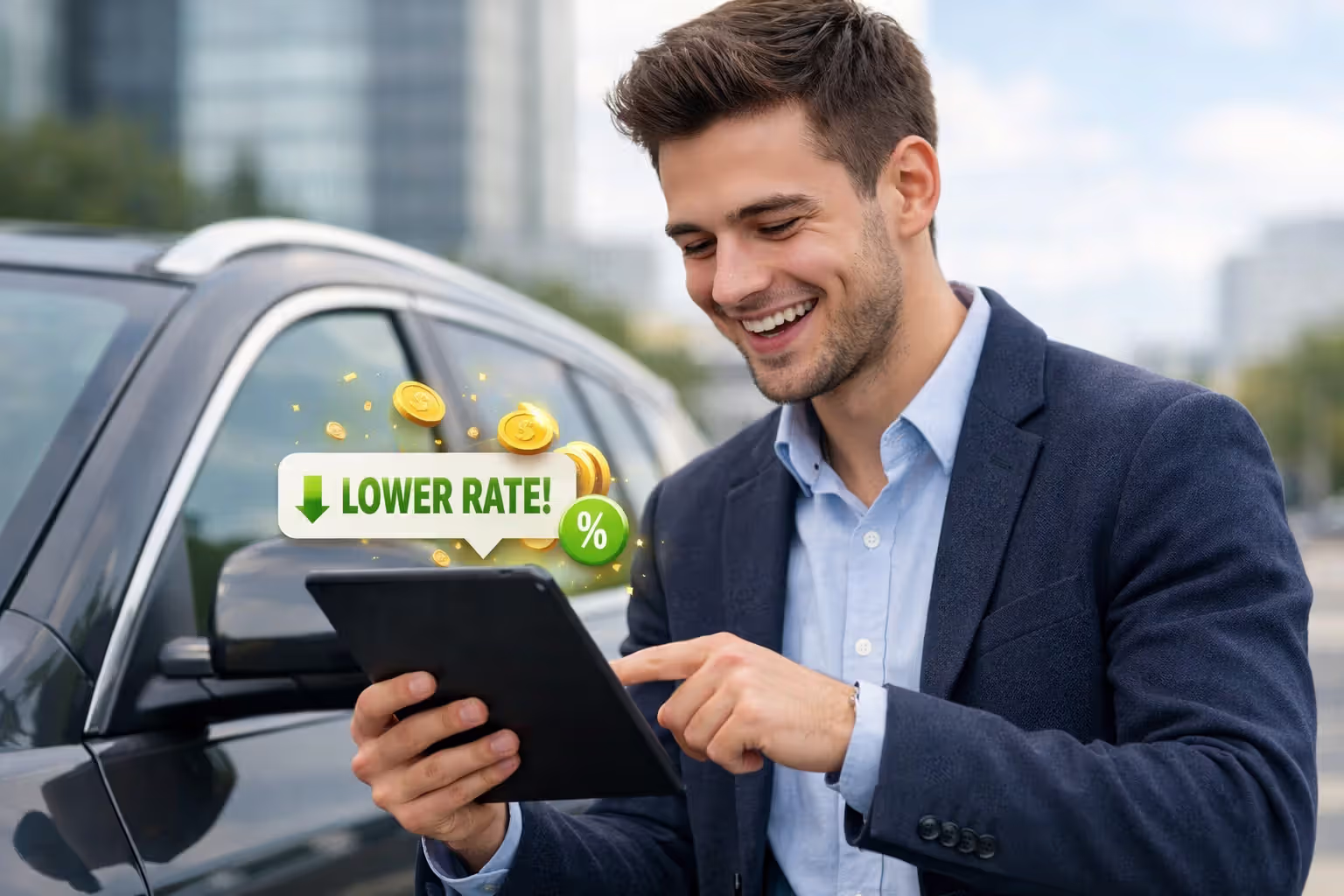 Driver checking lower car insurance rate after turning 25