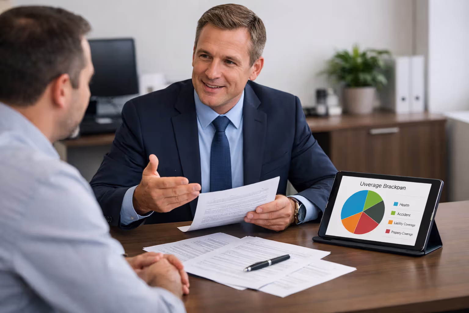 Insurance advisor explaining policy details to a client
