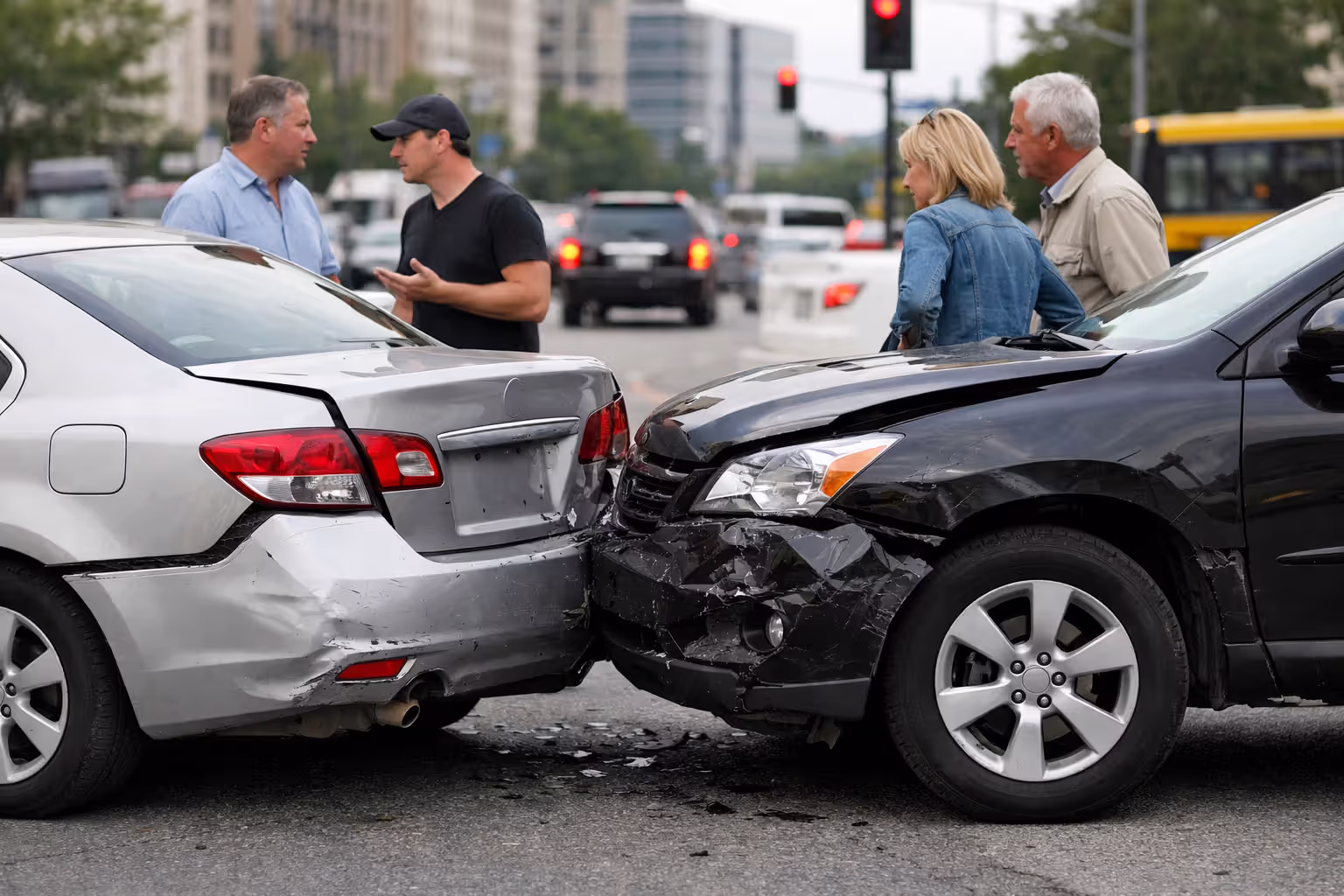 Multi-car accident scene showing vehicle damage and insurance risk